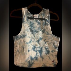 Champion Blue Tie-Dye Crop Tank Top